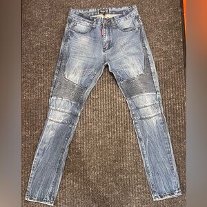 Square Zero Mens Jeans size 30x30 Biker Moto Ribbed Panel Slim Denim Streetwear
